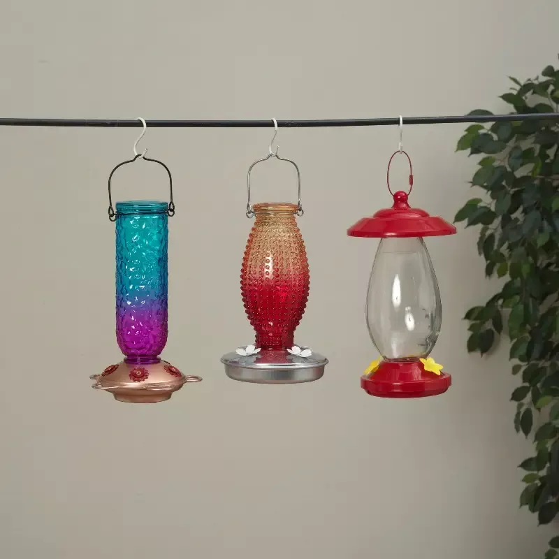 10.4″H Glass Hummingbird Feeder