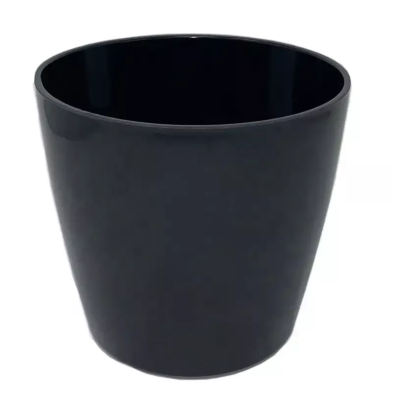 10″ Black Round Bamboo Self-Watering Indoor/Outdoor Plant Pot