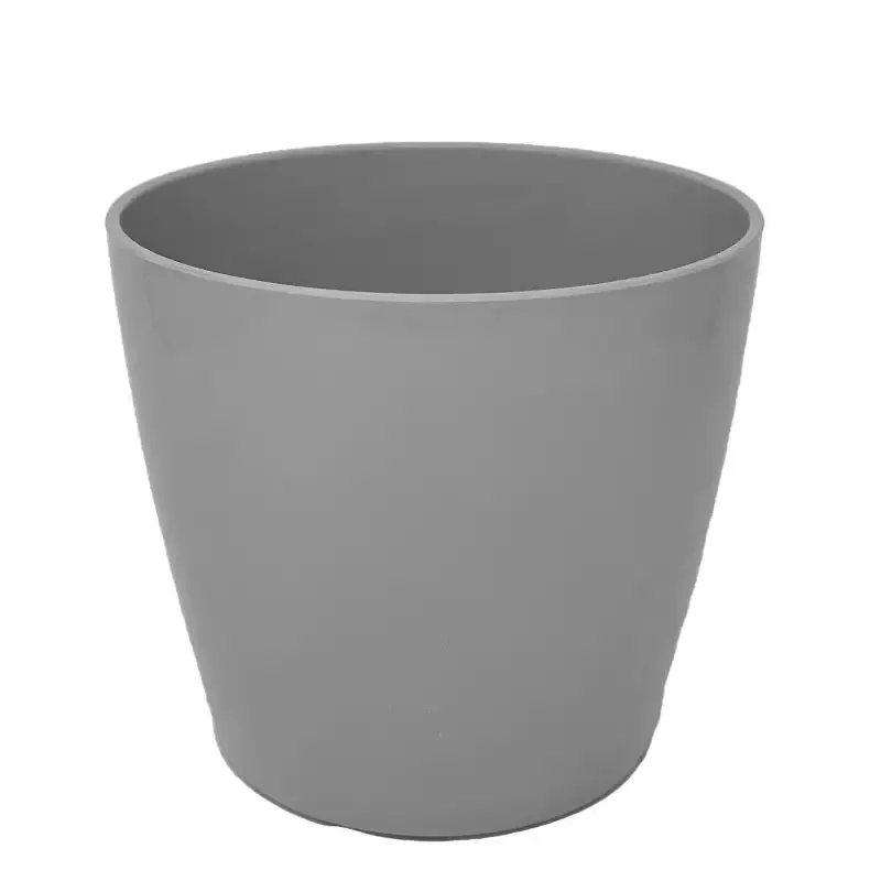 10″ Gray Round Bamboo Self-Watering Indoor/Outdoor Plant Pot