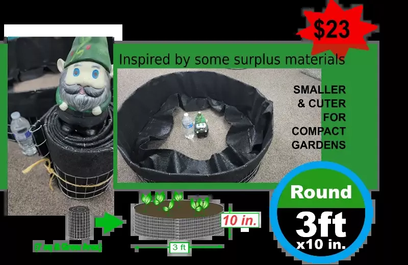 10 inch tall x 3 ft Round Garden Bed