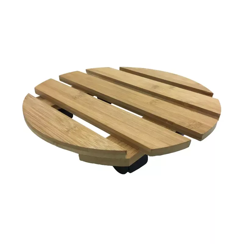 11.4″ Round Bamboo Indoor Plant Caddy