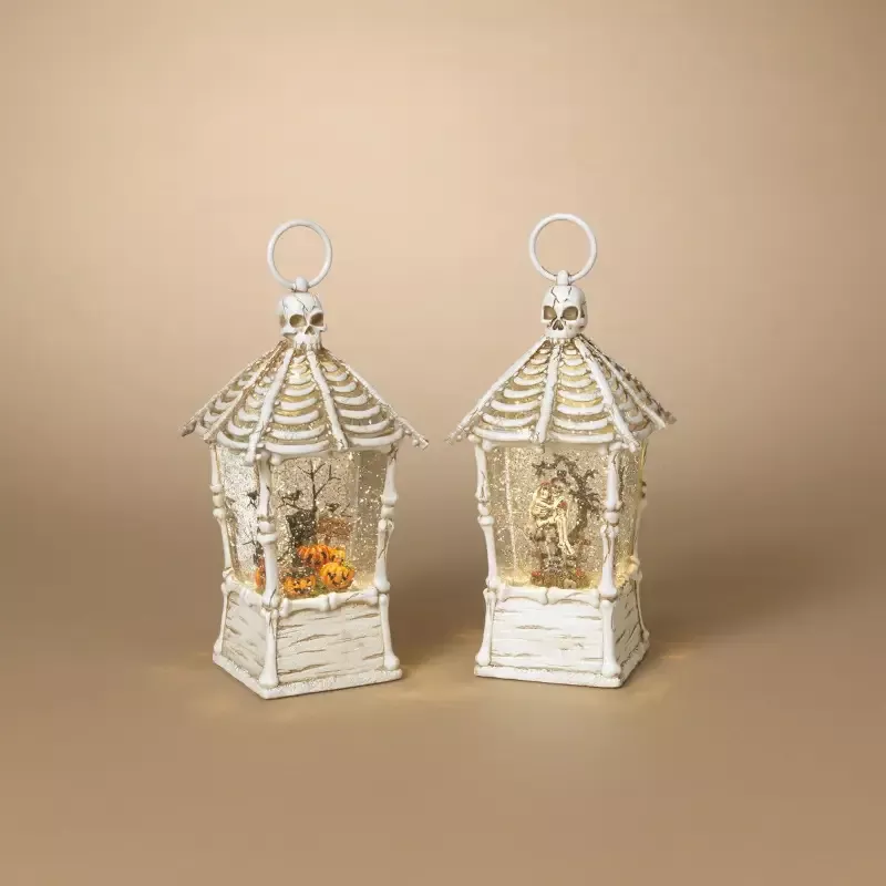 11.88″H B/O Lighted Spinning Water Globe Lantern