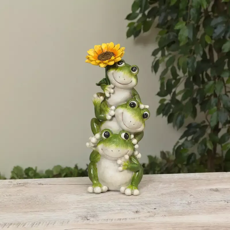 11″H Resin Stacking Frogs w/ Sunflower
