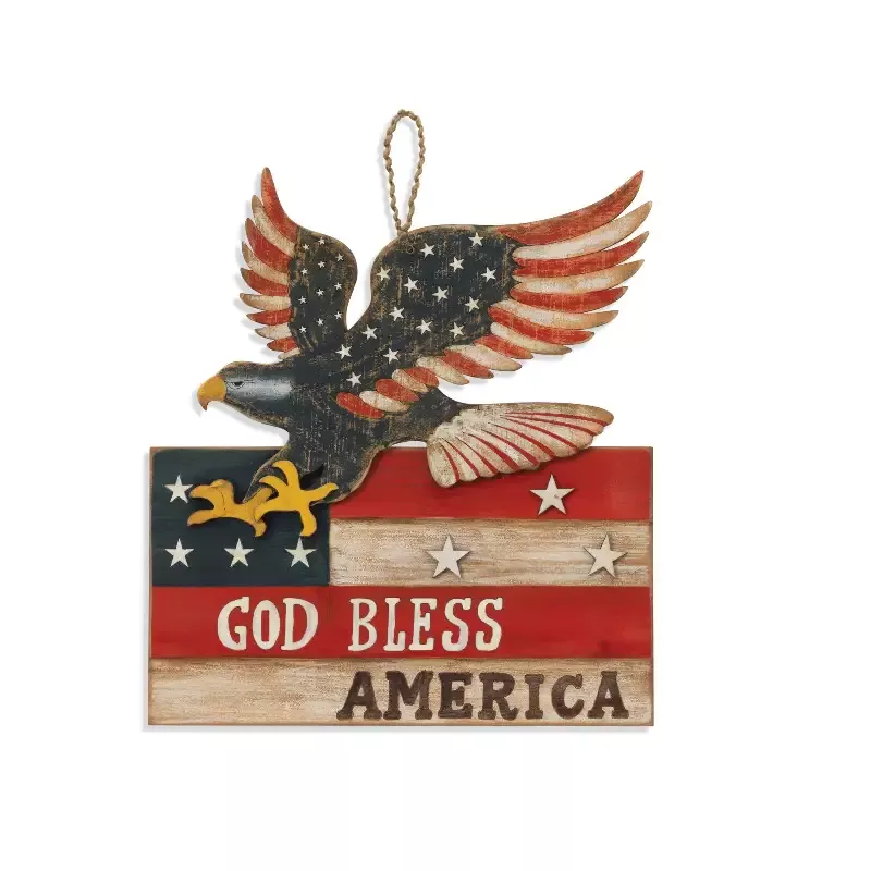 12.8″H Wood Americana Eagle Wall Hanging