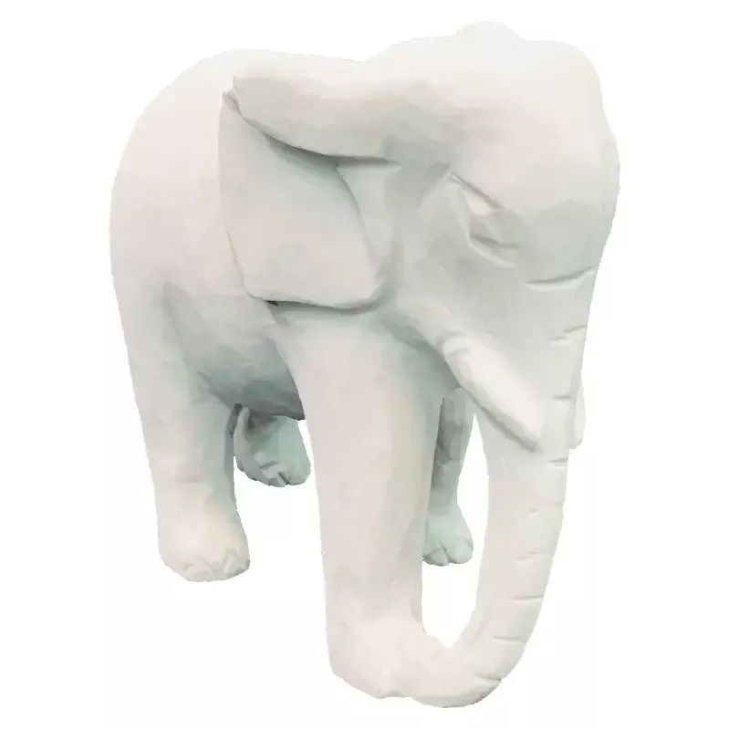 12″ Hand-Carved Marble Elephant Statue – Smooth Body with Detailed Features