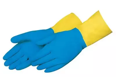 13” Blue NEOPrene over Yellow Latex Gloves