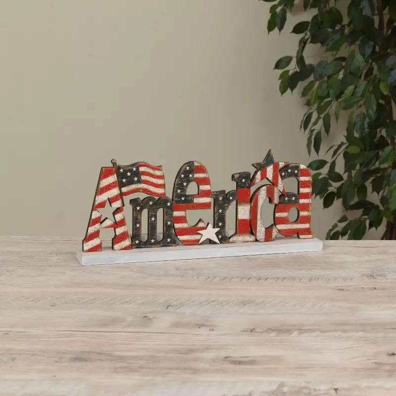 14.17″L Wood Americana Tabletop Sign