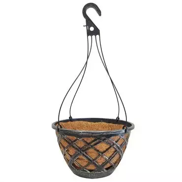 14″ Cocolined Lattice Hanging Basket