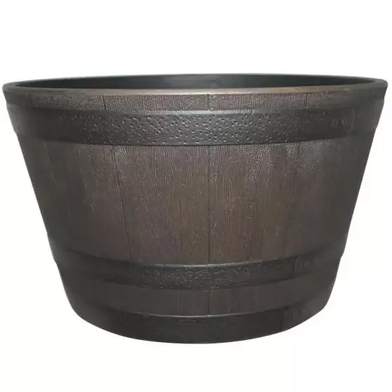 15.5″ Resin Half Whiskey Barrel Planter