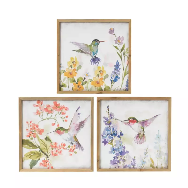 15.75″L Wood Hummingbird Design Wall Decor