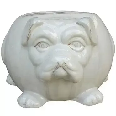 15″ Light Cream Bulldog Planter