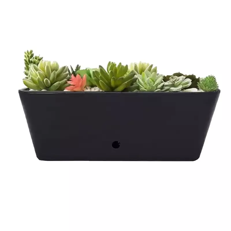 16″ Black Rectangular Bamboo Self-Watering Indoor/Outdoor Planter