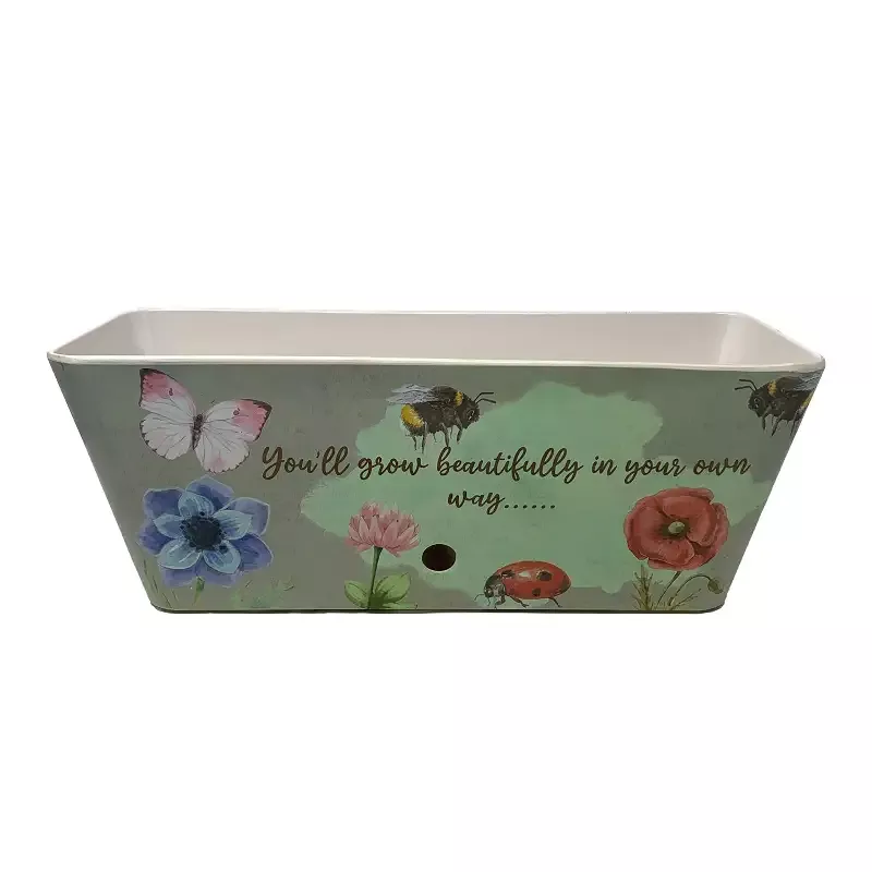 16″ Flowers Rectangular Bamboo Self-Watering Indoor/Outdoor Planter