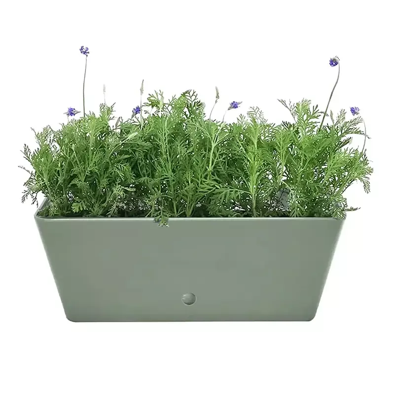 16″ Sage Green Rectangular Bamboo Self-Watering Indoor/Outdoor Planter