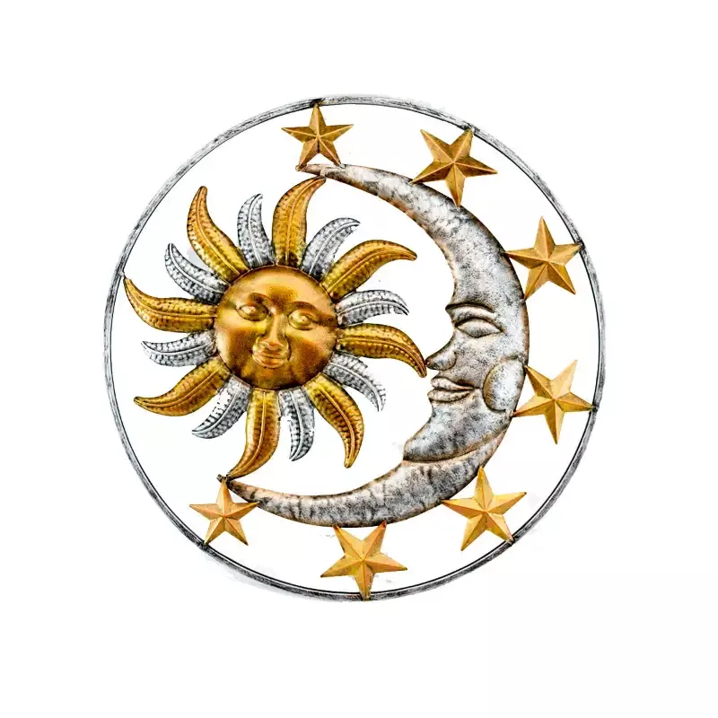 17″ Metal Sun and Moon Wall Plaque