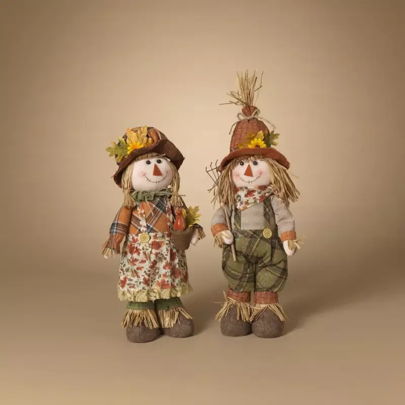 19″H Fabric Harvest Standing Scarecrow