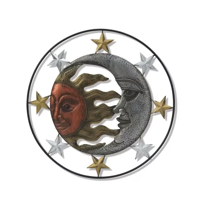 22.75″D Metal Sun & Moon Face Wall Decor