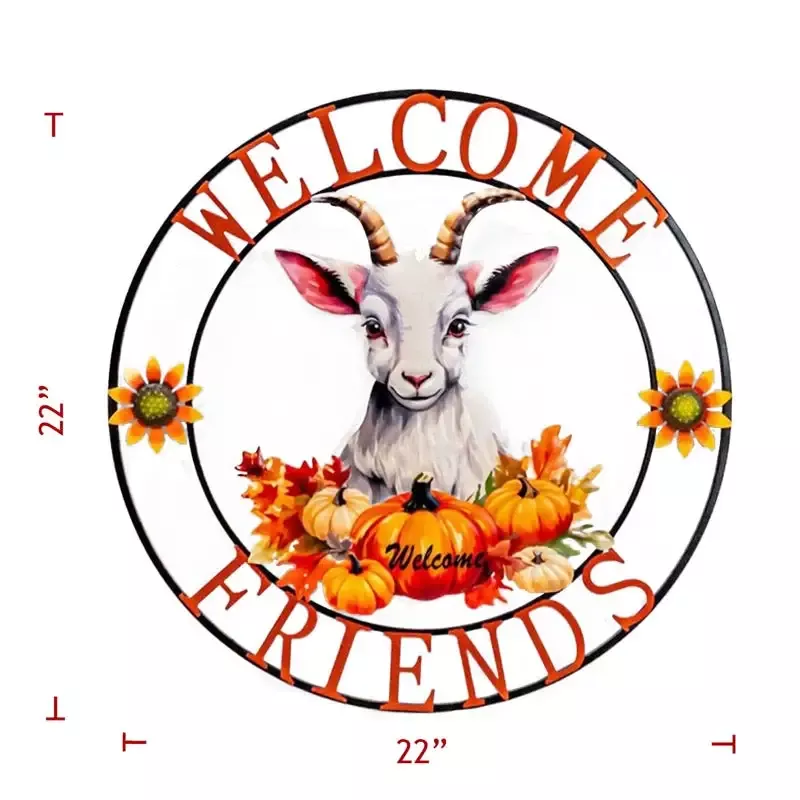 22″ Round Metal Goat Plaque