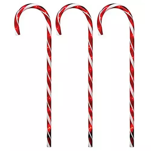 3 Pre-lit Light in Motion Candy Canes