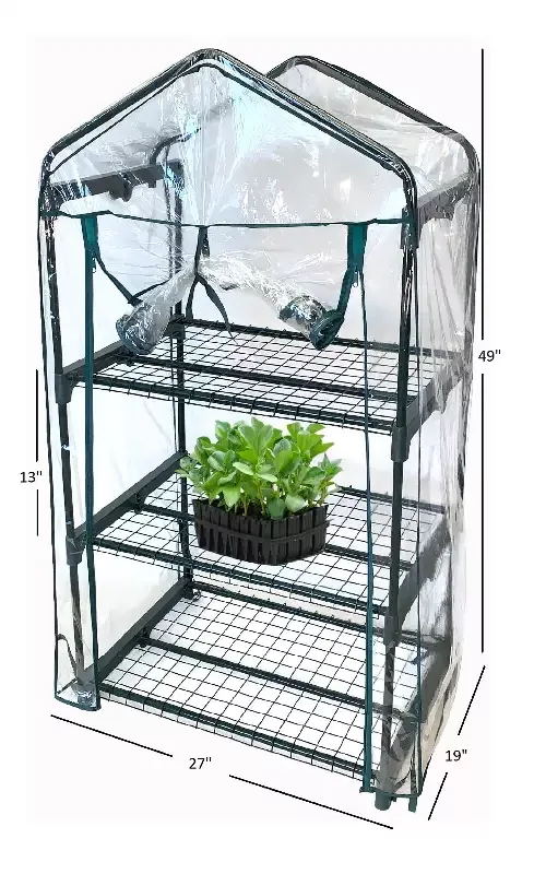 3 Shelf Mini Lightweight Greenhouse, 27″W x 19″D x 49″H, 12lbs