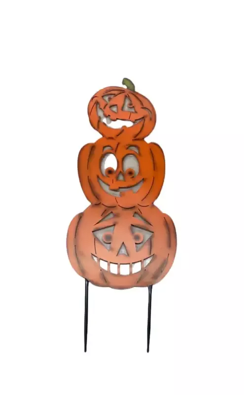 3 Stack Metal Pumpkin Face