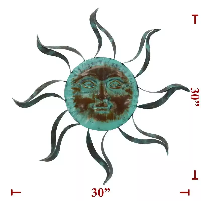 30″ Green Metal Sun Face