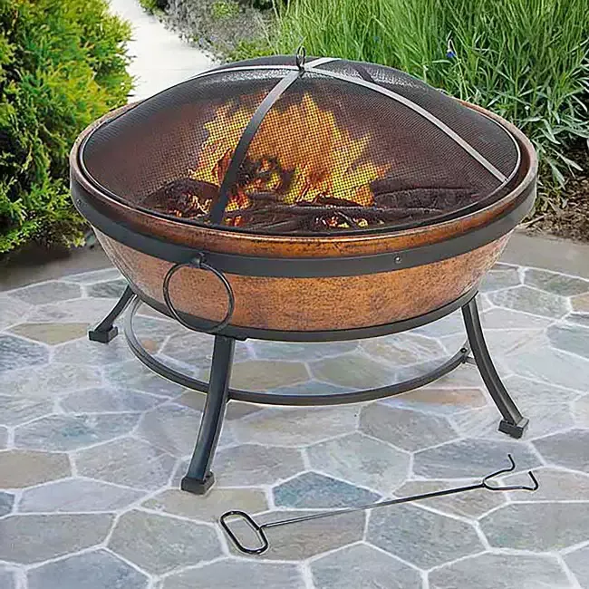 30″ Outdoor Patio Fire Pit with Screen