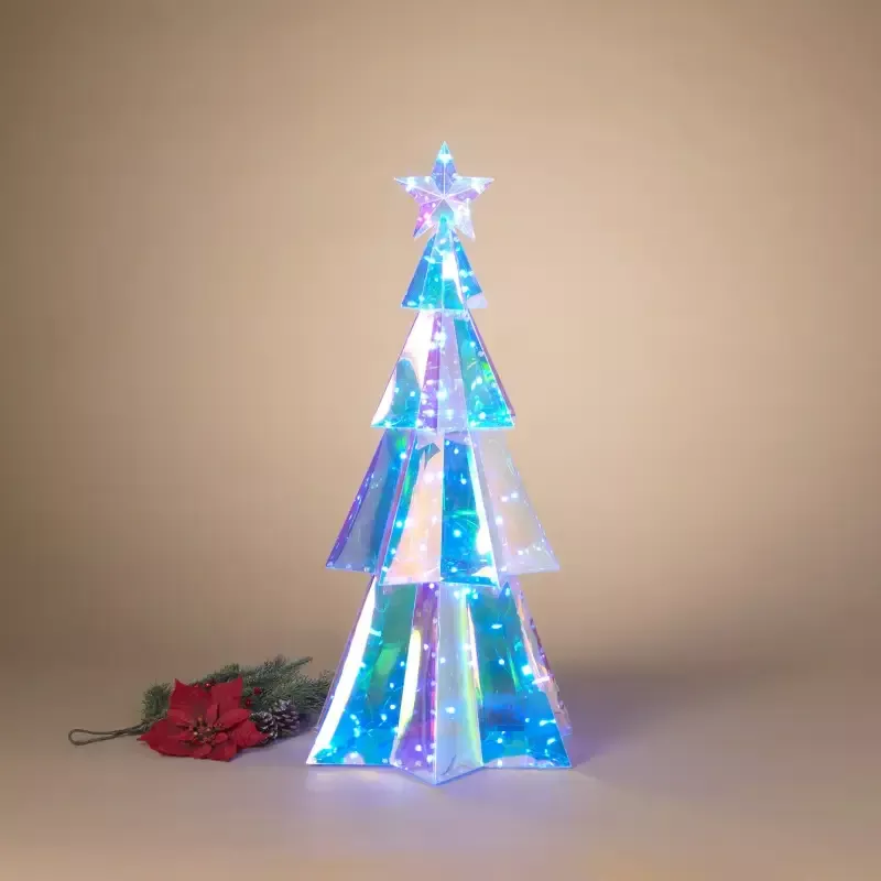 31.8″H USB Electric RGB Lighted Holographic Holiday Tree with Remote Control