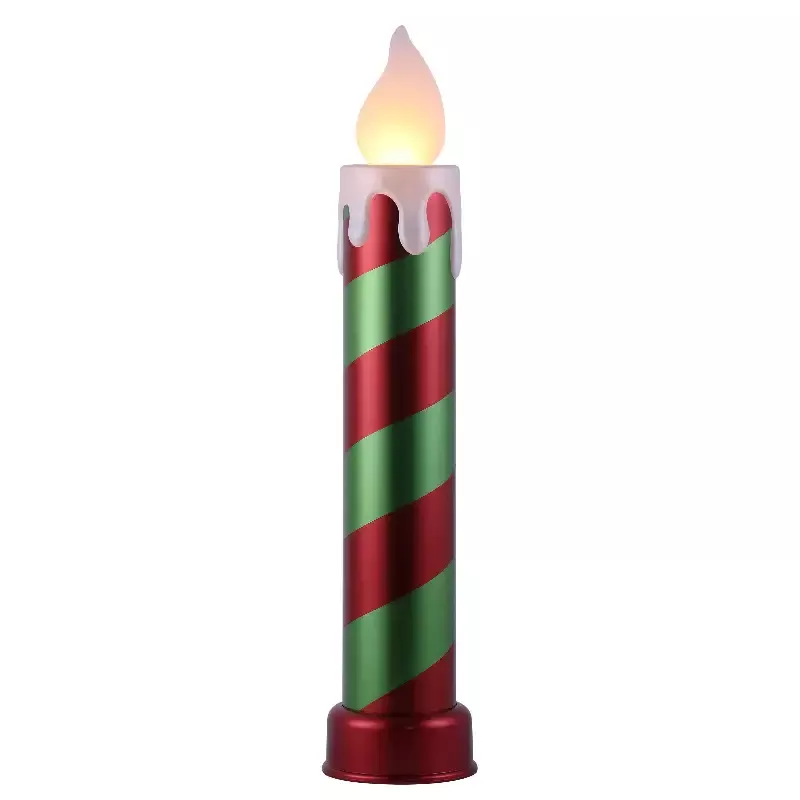 36″ Vintage Blow Mold Metallic Candle – Red/Green