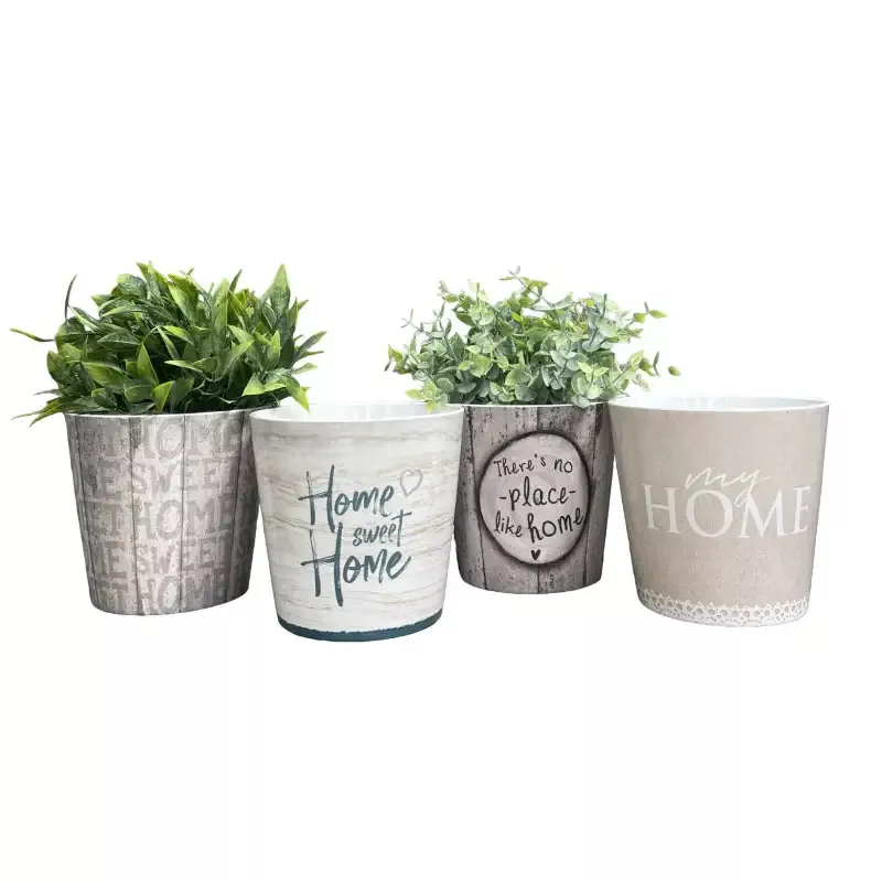 4-Piece Indoor Ceramic Plant Pot Set, 5.5″ Dia, “Home” Designs Collection