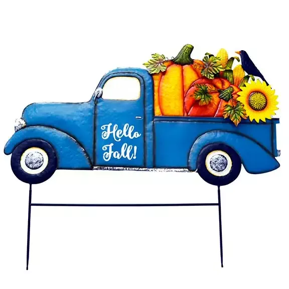 47″ Metal Blue Trucks with Pumpkins