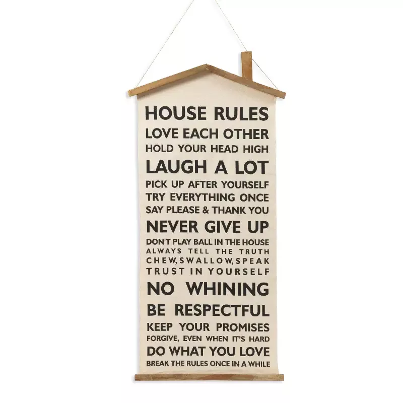 48″H Canvas Hanging “House Rules” Sign