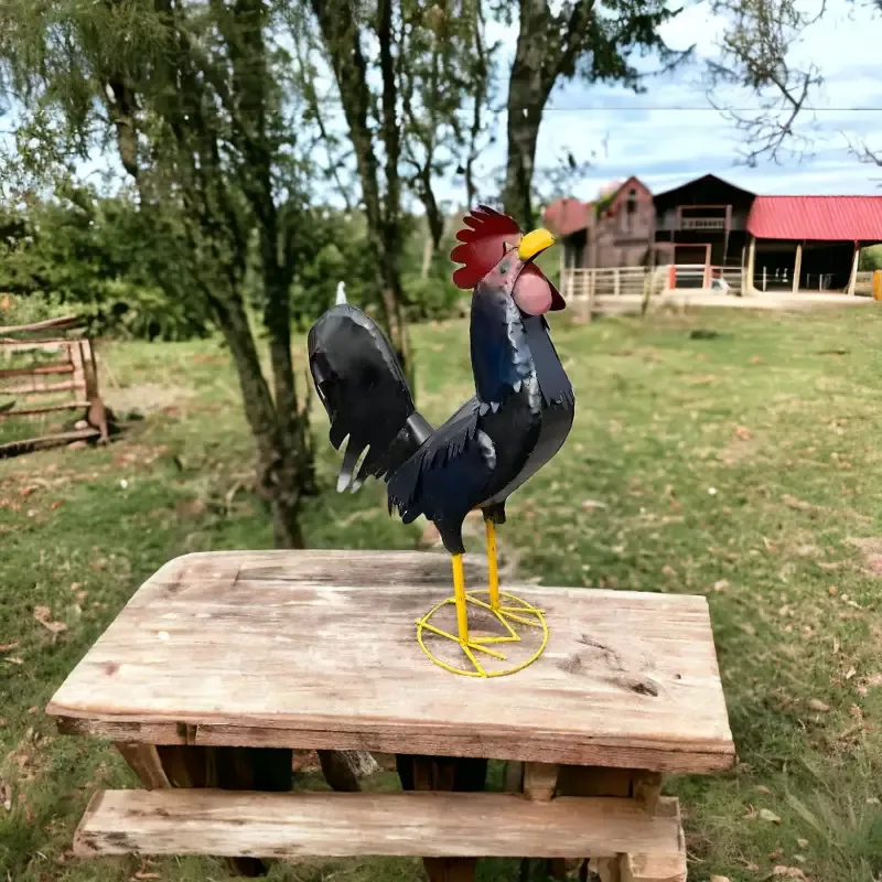 48″ Metal Turquoise Rooster