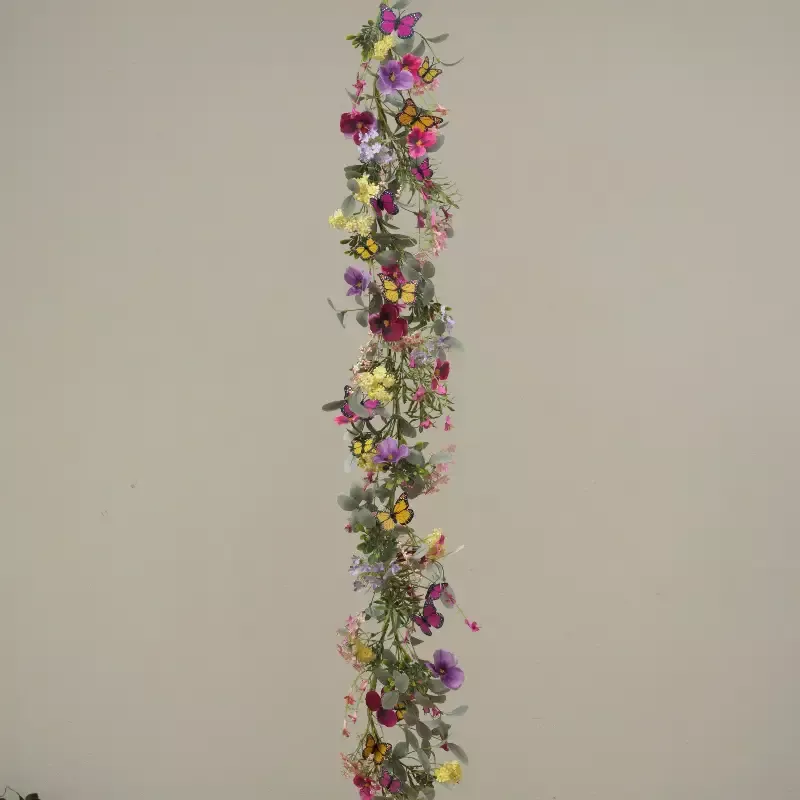 5’L Wildflower Garland w/ Butterfly Accent