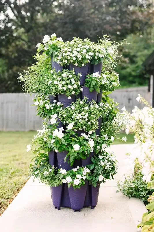 5 Tier GreenStalk Original Vertical Planter | Blackberry (Basket Weave Texture)