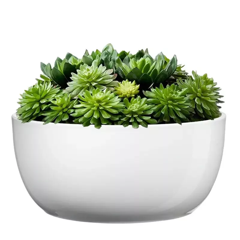 6.3″ Dia. Shiny White Ceramic Indoor Plant Pot