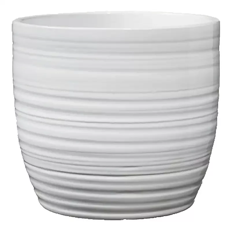 6.3″ Dia White Ceramic Bergamo Indoor Plant Pot