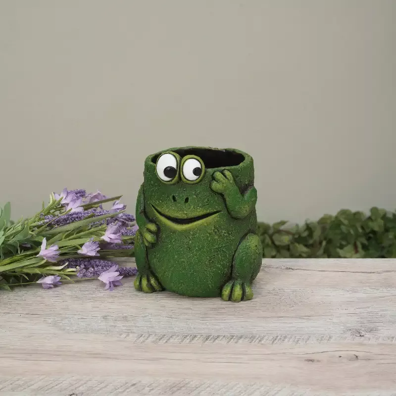 6.8″H Cement Frog Planter