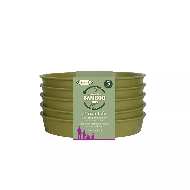6″ Green Bamboo Saucer 5pk 1″ H