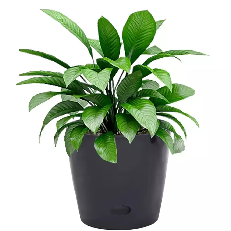 7″ Black Round Bamboo Self-Watering Indoor/Outdoor Plant Pot