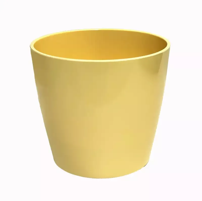 7″ Pale Yellow Round Bamboo Self-Watering Indoor/Outdoor Plant Pot