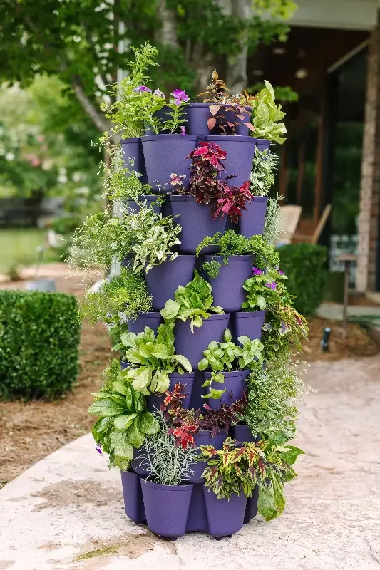 7 Tier GreenStalk Leaf Vertical Planter | Blackberry (Basic Texture)