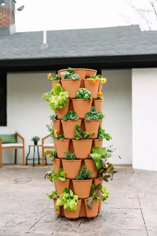 7 Tier GreenStalk Leaf Vertical Planter | Classic Terracotta (Basic Texture)