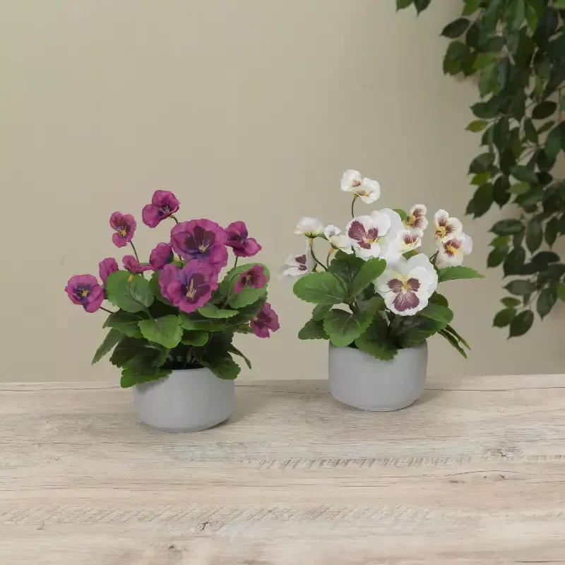 8.6″H Cement Potted Flower