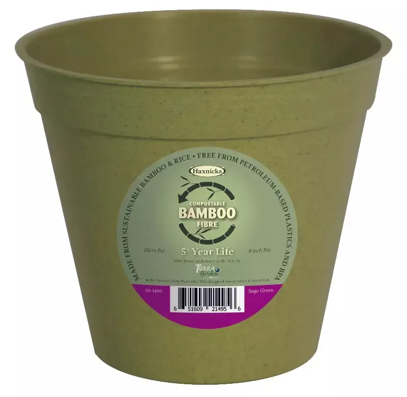 8″ Green Bamboo Pot Single Biodegradable