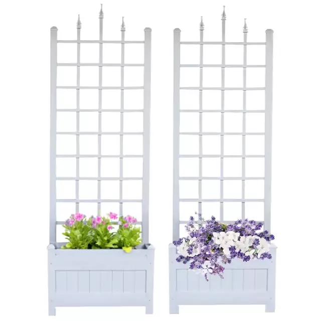 80″ White Planter Trellis Set