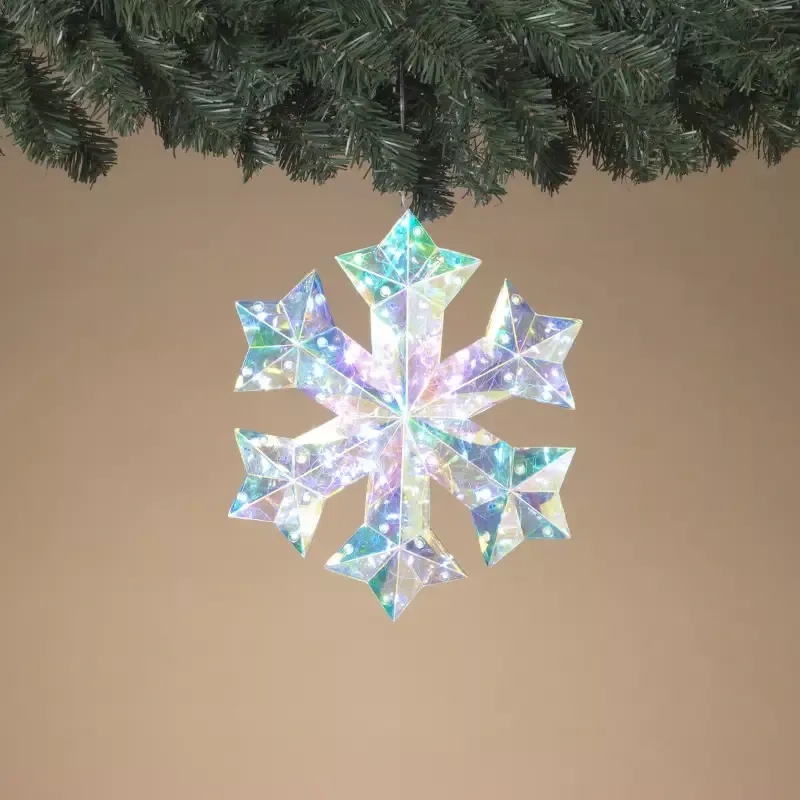 9.84″D USB Electric Lighted Hanging Holographic Snowflake with Remote Control