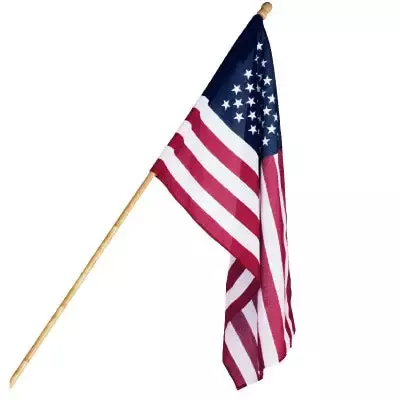 American Flag Set, 2.5′ x 4′ Polycotton, 5-Ft. Wood Pole