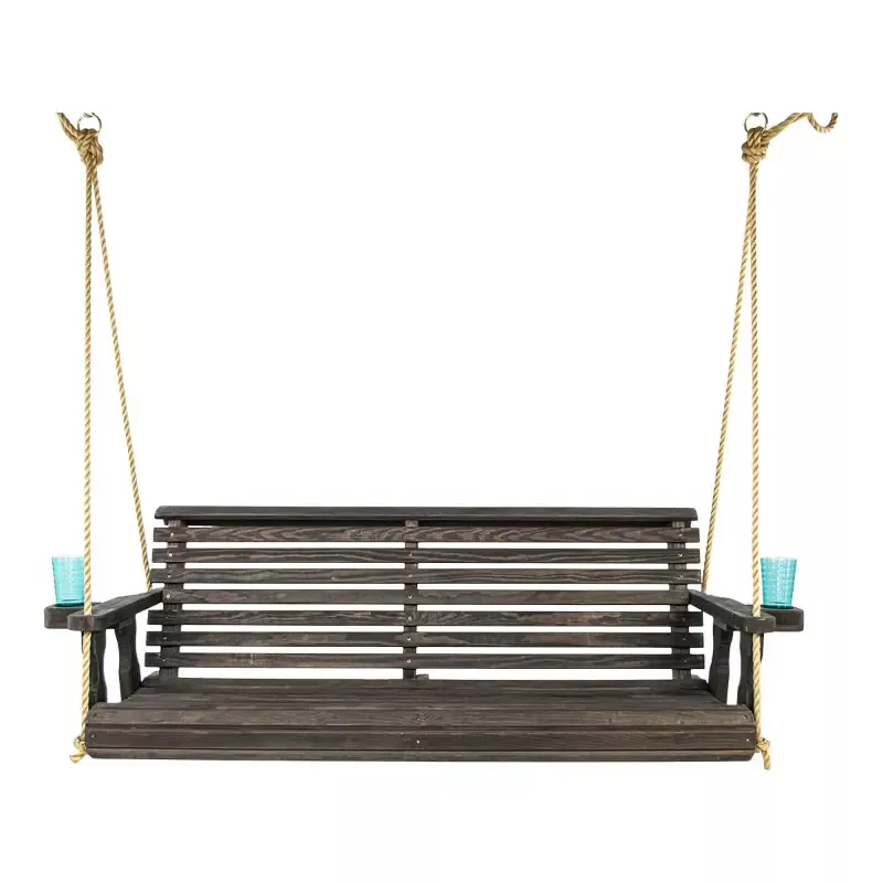 Amish Casual 3 Foot Roll Back Porch Swing in Dark Walnut with Clearcoat