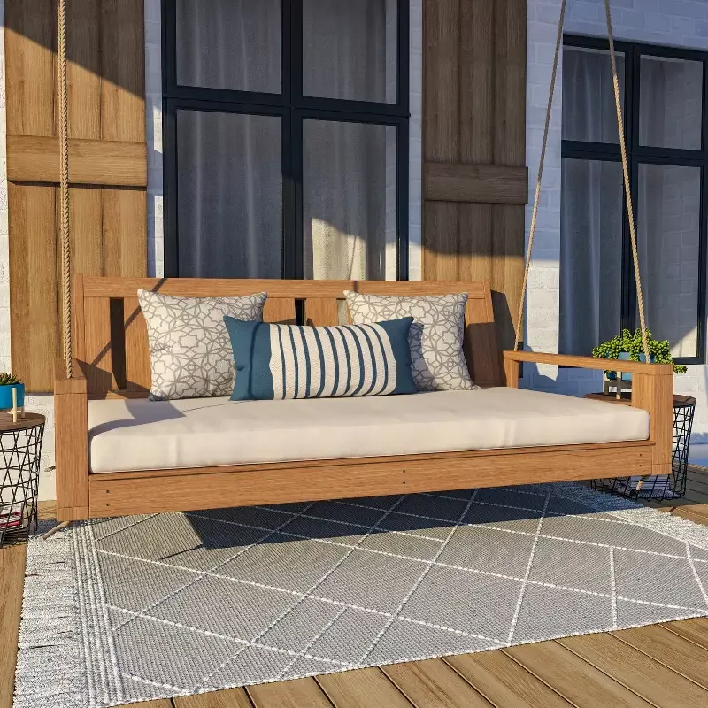 Amish Casual 4 Foot Uptown Porch Swing Bed in Clearcoat Cedar Stain